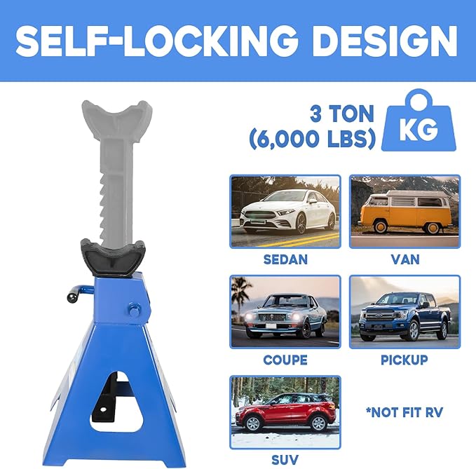 3 Ton Automotive Jack Stands, Heavy Duty Steel Car Lifting Stand