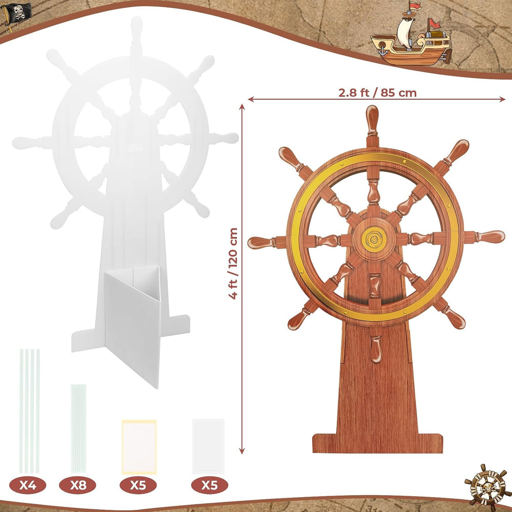 4 Feet Ship Wheel Cardboard Cutout Standup Nautical Party Decoration Large Pi...