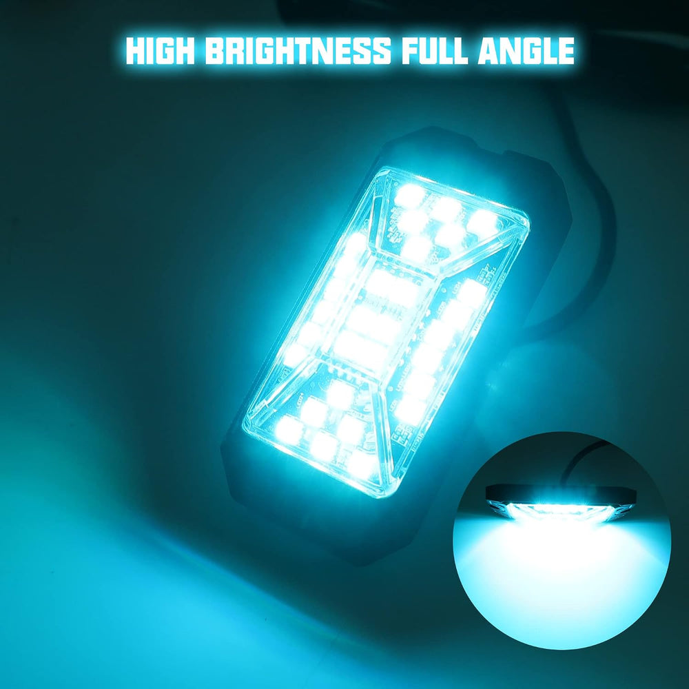 SUNPIE 8 Pods RGBW Rock Lights – Full Beam Angle, 30 High Power Chips, Alumin...