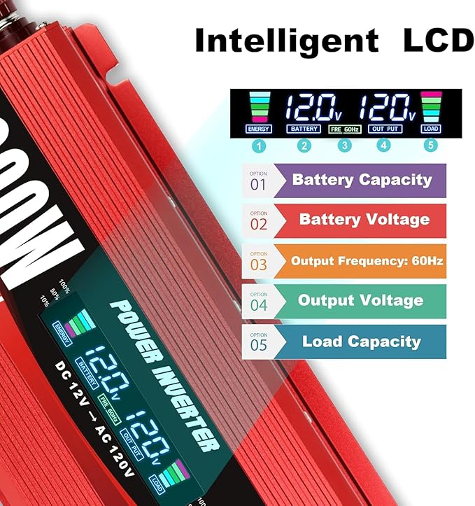1000W/2000W Car Power Inverter DC 12V to 110V/120V AC Converter