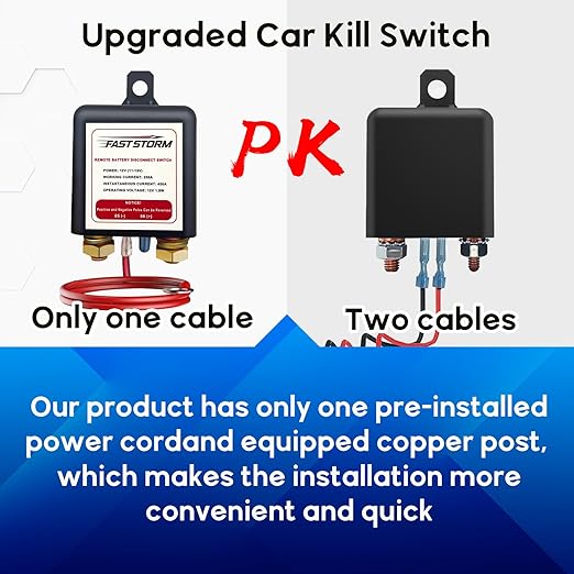 Side Post Remote Battery Disconnect Switch 12V, 250A Negative Battery Cut Off