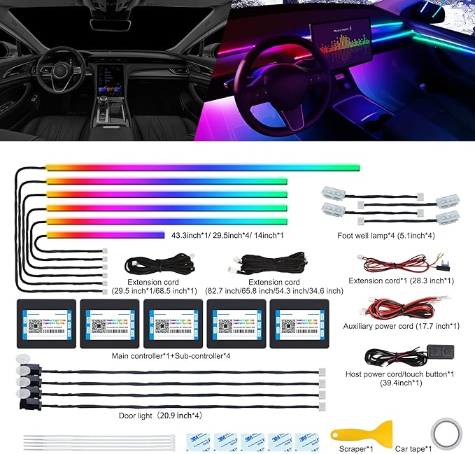 Dreamcolor Acrylic Interior Car LED Strip Light