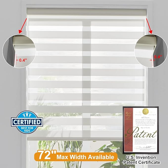 Persilux Zebra Blinds for Windows, Cordless Roller Shades for Windows Room