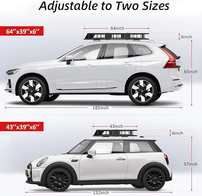 FORWODE Roof Rack Carrier Basket, Rust-Proof Steel Heavy Duty Car Top Luggage