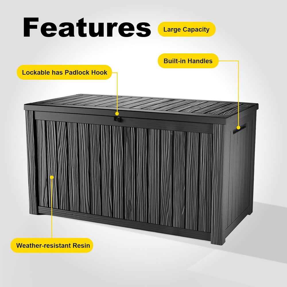 DRATO 200 Gallon Deck Boxes Outdoor Waterproof, Resin Large Lockable Storage ...