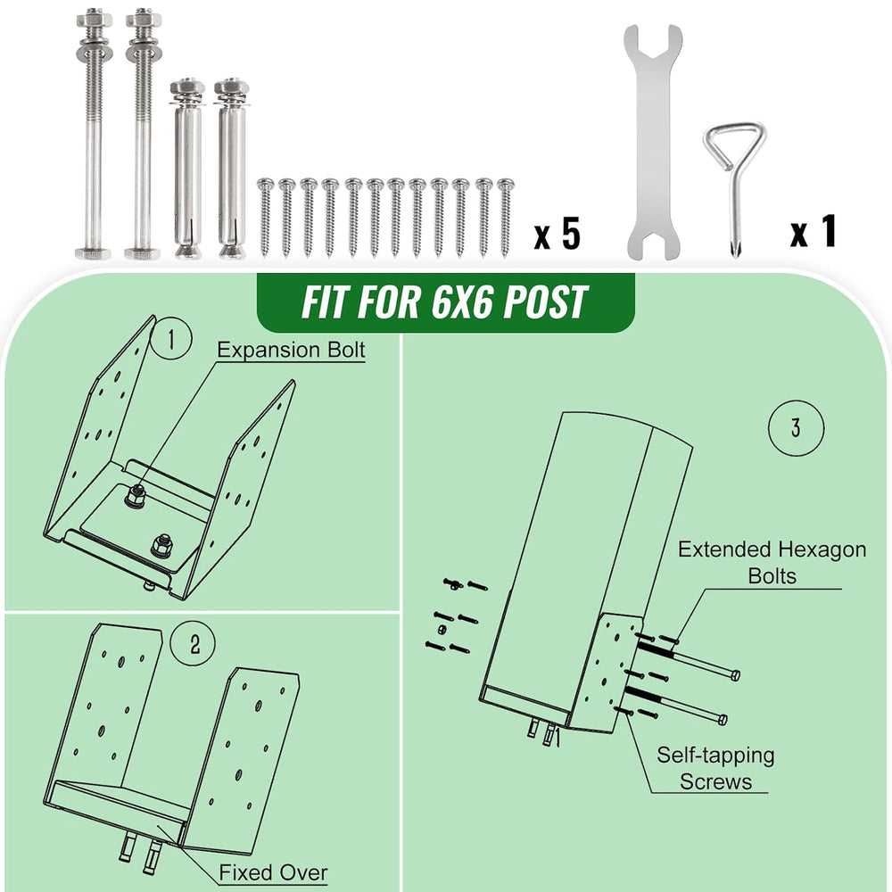 6"x 6" Post Base, 5Pcs Stainless Steel Post Anchor (Inner Size:5.71...