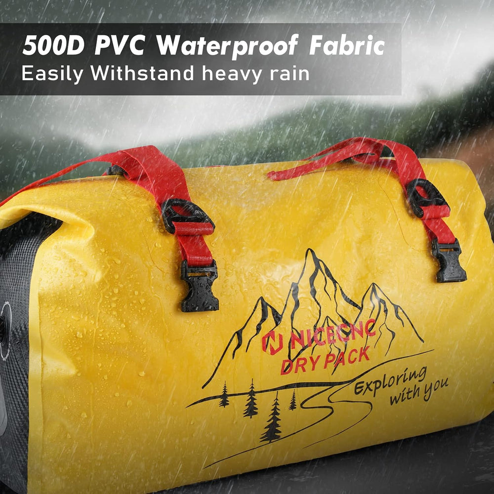 NICECNC Waterproof Motorcycle Dry Duffel Bag 66L, 500D PVC Motorcycle Tail Ba...