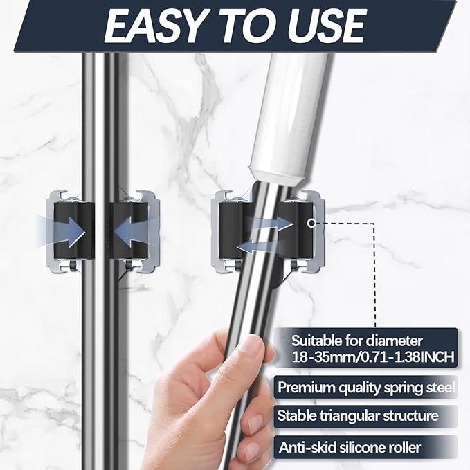 3-H Mop and Broom Holder Big Size Hanging 1 KG Extra, 15 Pack Broom Hanger Wall