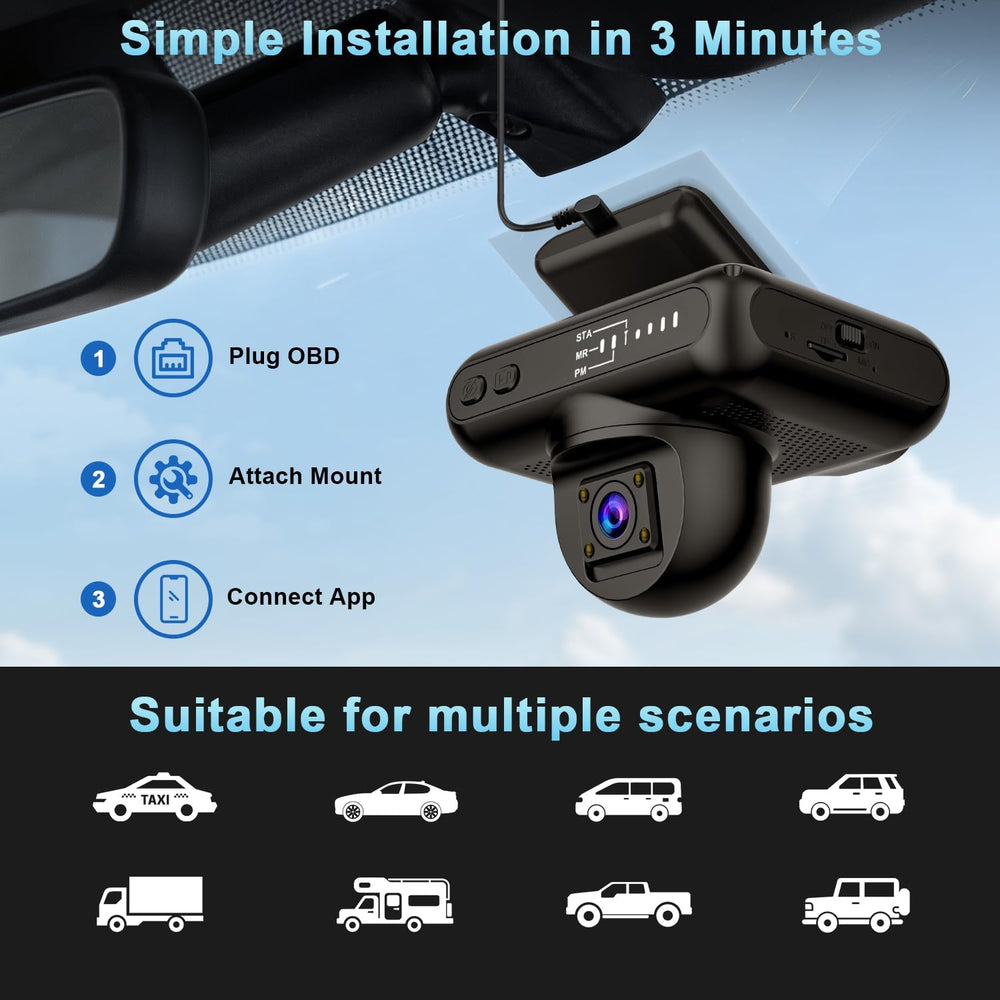 4G LTE Dash Cam with Live View,2K+1080P Front-Inside Car Camera SD/Cloud