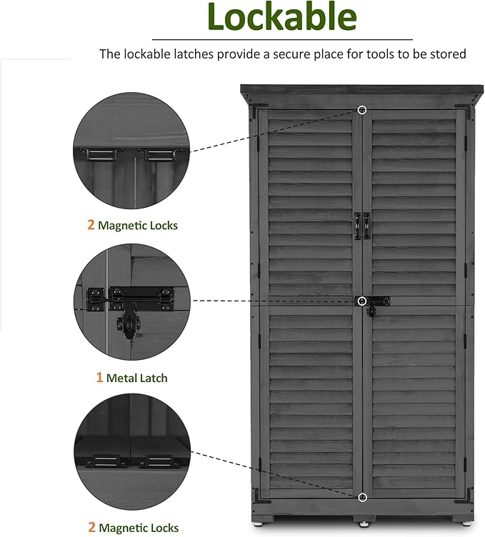 MCombo Outdoor Storage Cabinet, Garden Storage Shed, Outside Vertical Shed