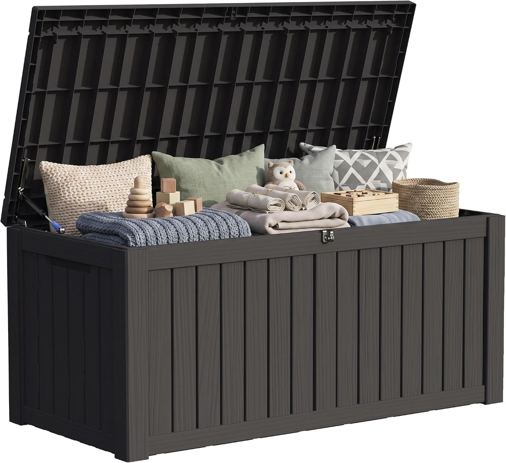 150 Gallon Resin Large Deck Box Organization and Storage Box for Patio, Outdo...