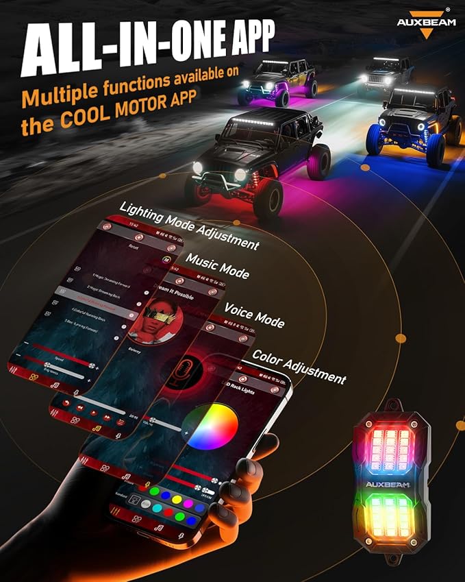 Auxbeam 2-Pod Dynamic Color Changing RGB LED Rock Lights