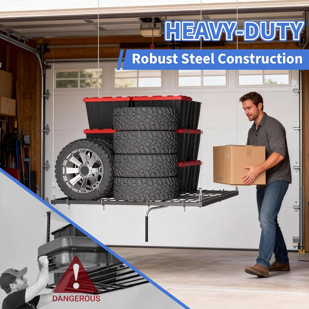Overhead Garage Lifting Storage Rack, Maximize Your Garage Storage with Our 4...