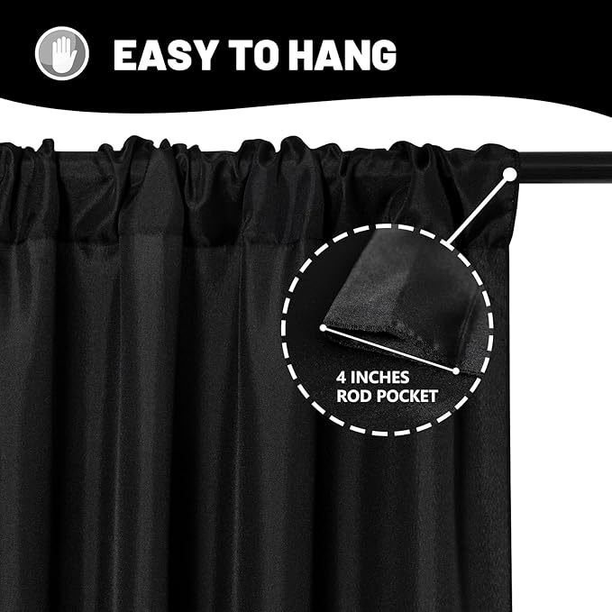 Black Backdrop Curtain for Party, Halloween Backdrop Rod Pocket Photo Drapes ...