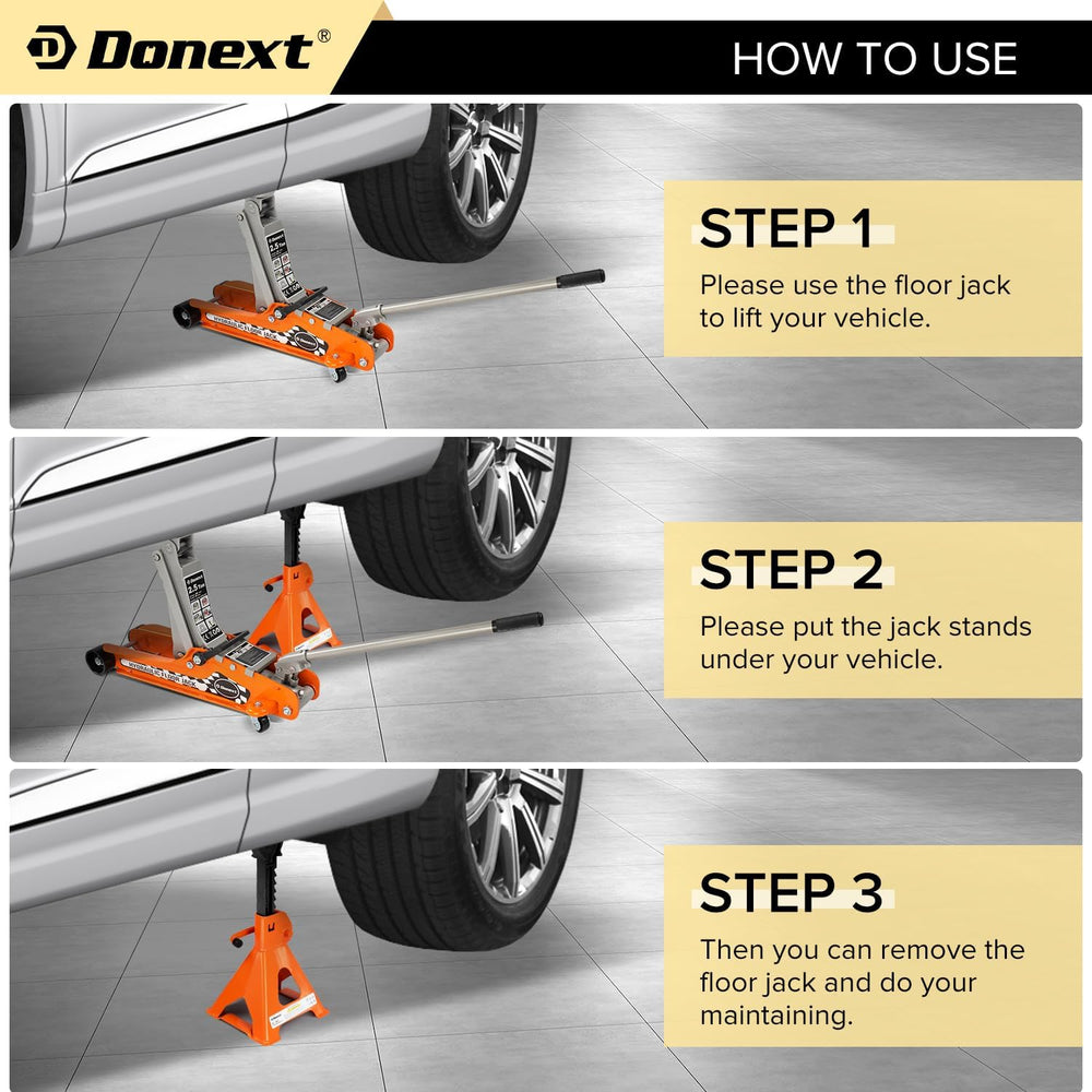 Jack Stands 3 Ton (6,500 lb) Capacity Steel, 1 Pair Orange Lifting Stand Adju...