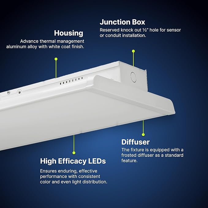 2 FT Linear LED Shop Lights, 170LM Bay Ceiling Shop Light