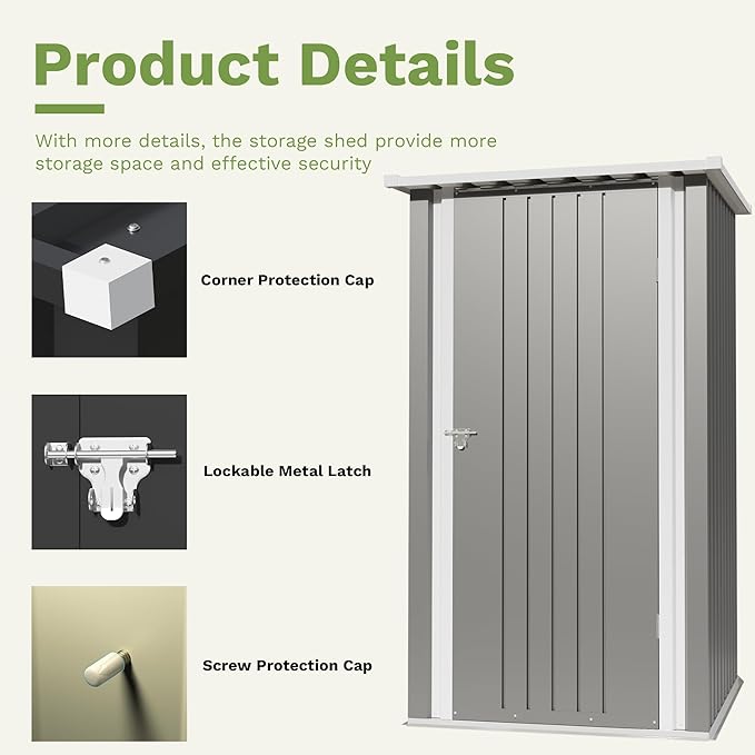 Devoko 3x3 FT Outdoor Storage Shed, Small Garden Tool Shed