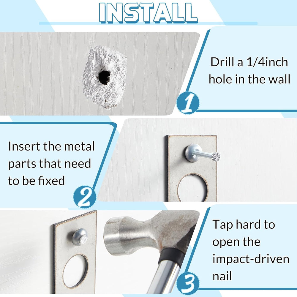 Dunzy 100 Pcs 1/4" x 3" Drive Nail Anchors, Zinc Plated Concrete Nails