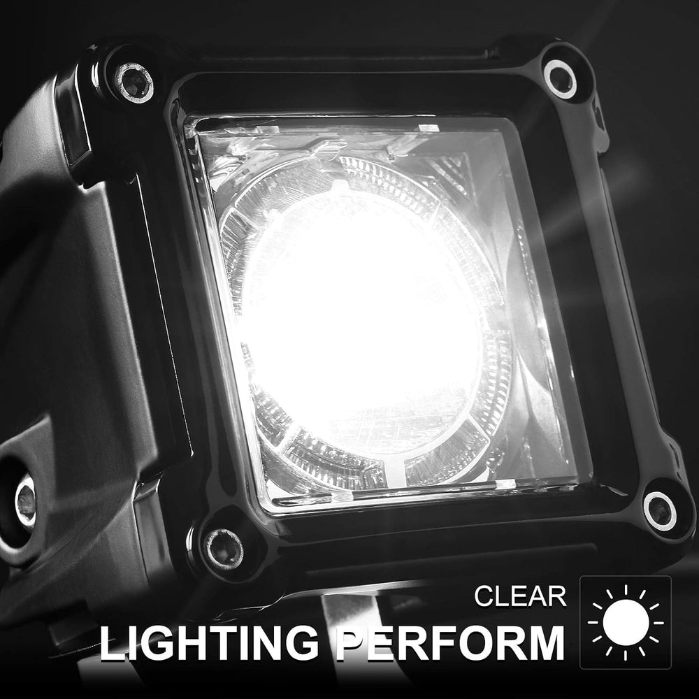 LED Cubes, Rigidhorse 3 Inch LED Pods Light 2PCS 100W Square Driving Lights S...