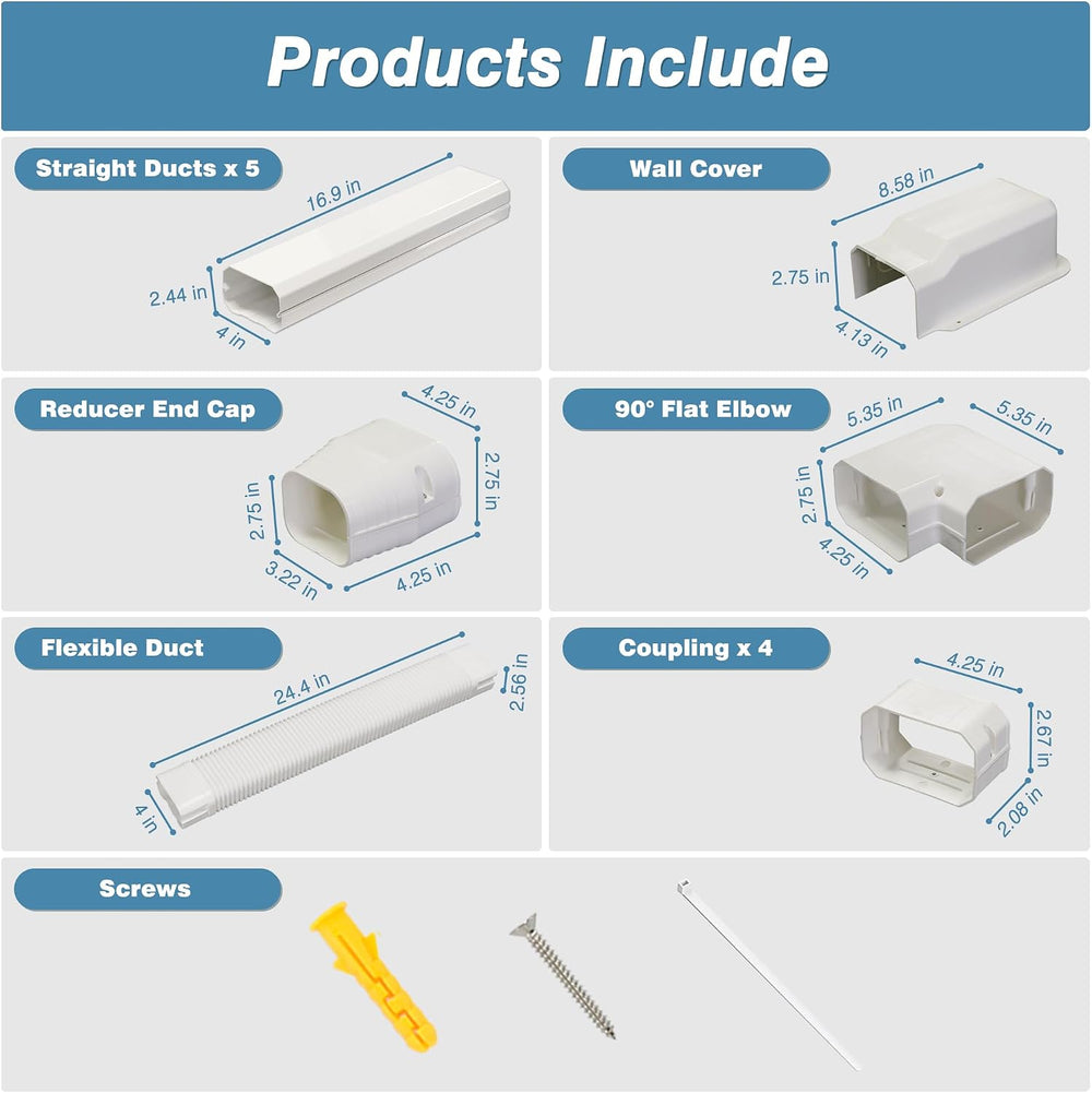 4" 10Ft Mini Split Line Set Cover, PVC Air Conditioner line Set Cover kit