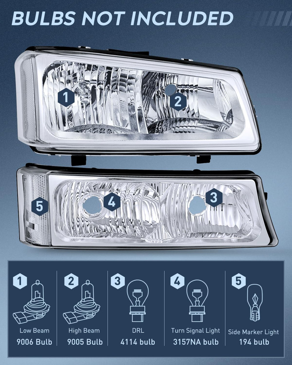 Nilight Headlight Assembly for 2003 2004 2005 2006 Chevy Silverado Avalanche ...