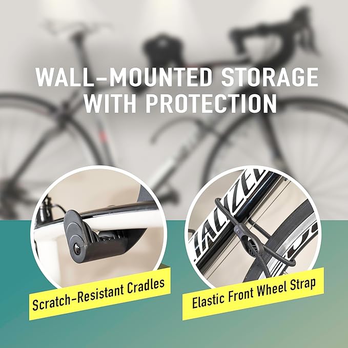Buffalo Bike Wall Mount Rack – Adjustable Horizontal Indoor Hanger (2 Pack)