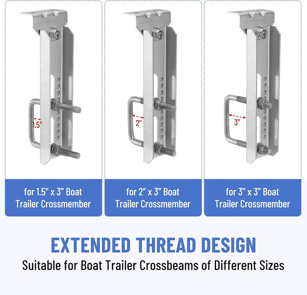 4 Pack 8"/10"/12" Boat Trailer Bunk Brackets for 1.5" x 3...