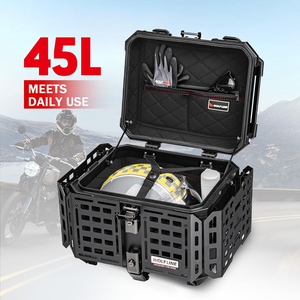 Motorcycle Top Case, 45L Universal Tail Box Motorbike Luggage Storage Trunk |...