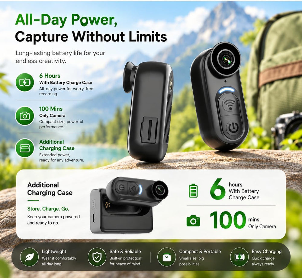 4K Mini Body Cameras Action POV Cam, 64GB Sports Camera with Audio Video Reco...