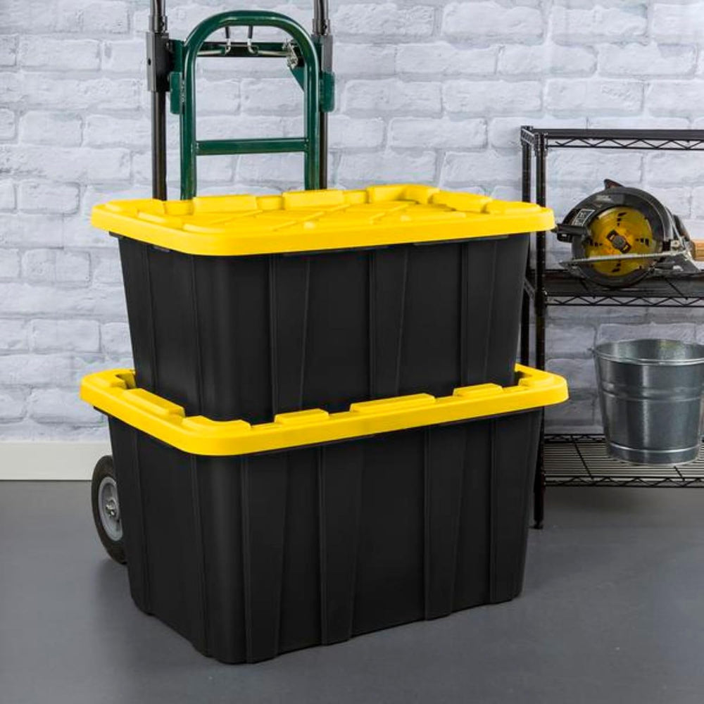 Sterilite Industrial Storage Tote with Lids for Garage, 27 Gallon, 8-Pack