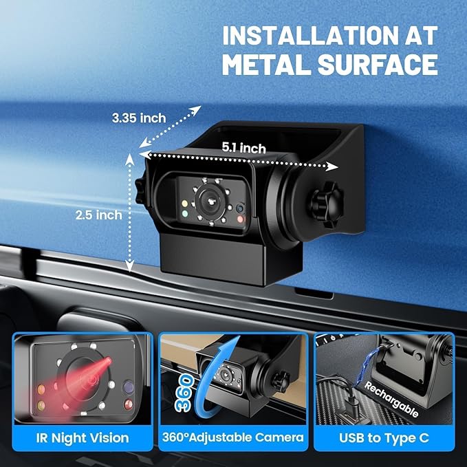 EWAY WiFi Magnetic Hitch Wireless Backup Rear/Front View Camera Rechargeable