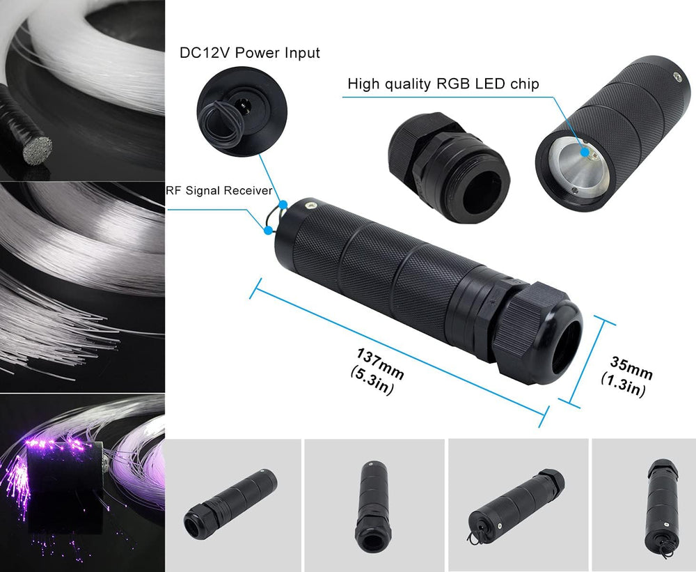 AZIMOM Car Use 6W RGBW 450pcs 0.03in 9.8ft Fiber Optic Lights Starlight Headl...