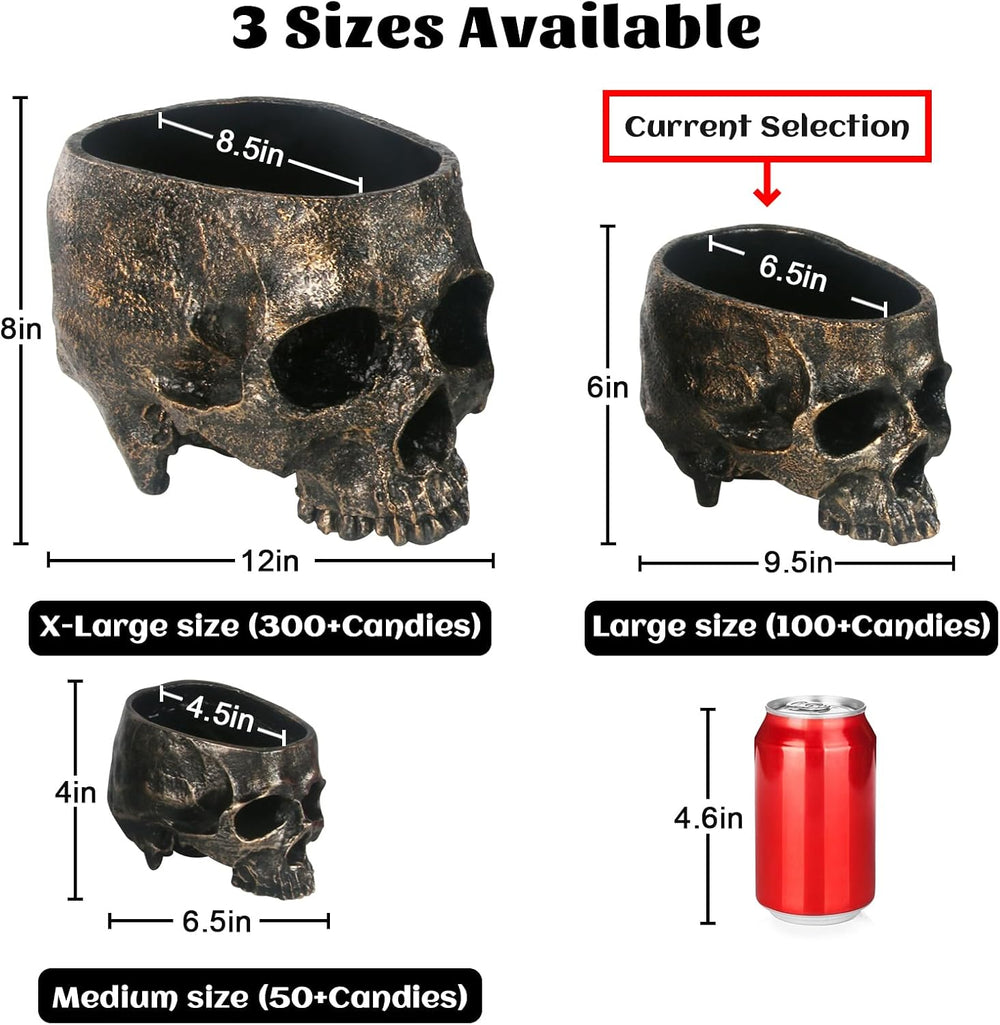 GameXcel Halloween Skull Candy Bowl - 6.5" Large Candy Dish Holder