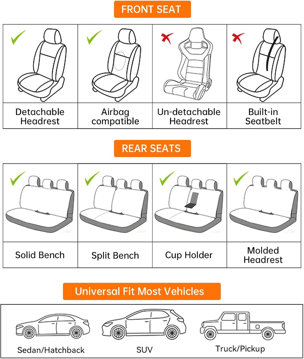 Pink Car Seat Covers Full Set Universal 5-Seater Full Coverage