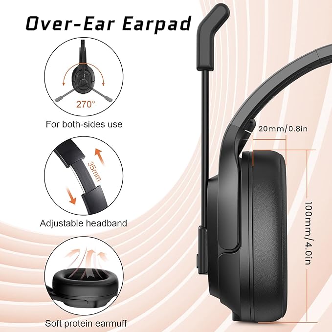EKSA Noise Cancelling Trucker Bluetooth Headset