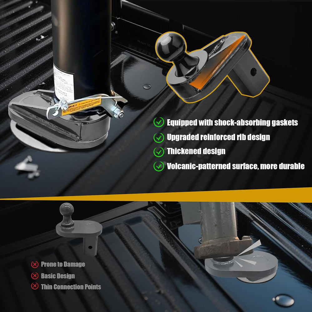 4" Offset Gooseneck Ball Extender for Short Bed Trucks, Square Base 2-5/...