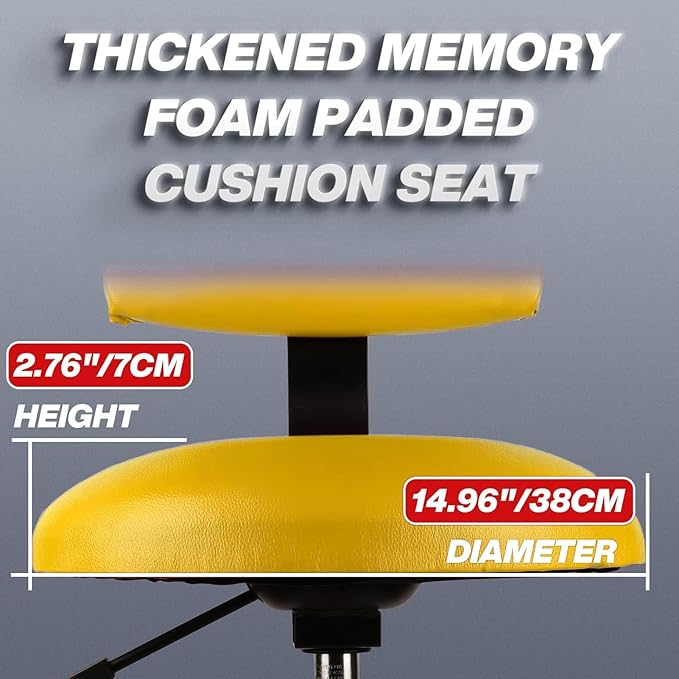 Shop Stool with Backrest, Mechanic Garage Stool
