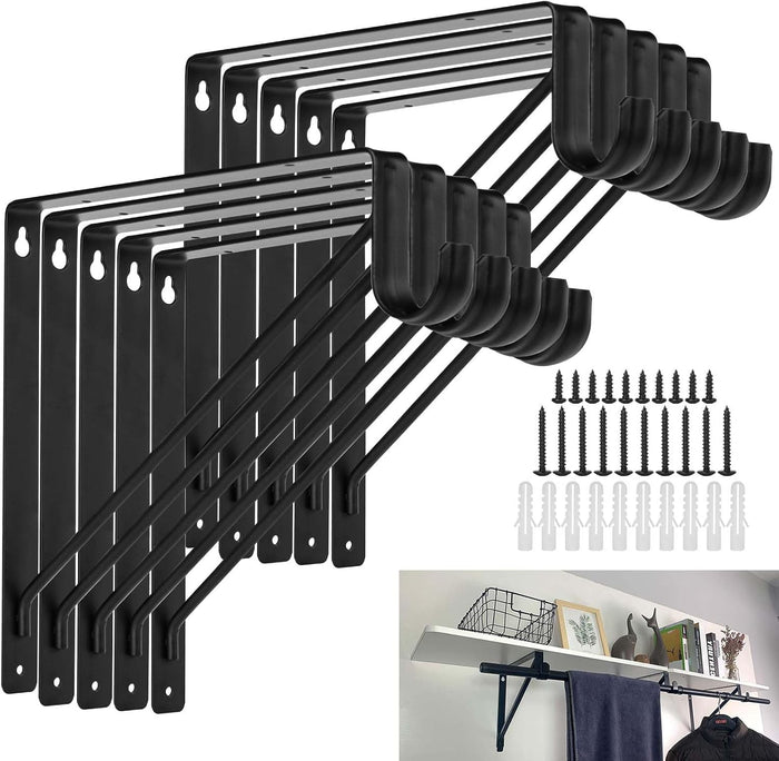 10 PCS Heavy Duty Closet Rod Bracket,11''x11'' Closet Shelf Brackets