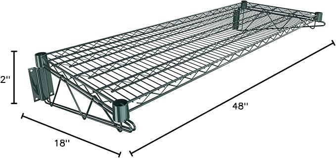 18" x 48" Green Epoxy Wire Wall Mount Shelf