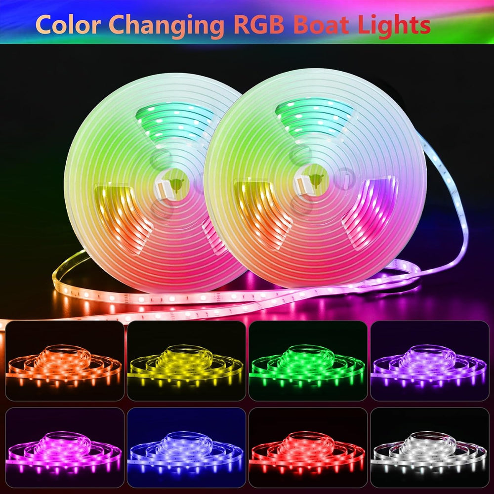 Boat Strip Lights Waterproof 32.8FT, 12v RGB Marine Pontoon Boat Lights