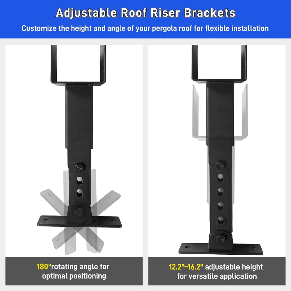 3Pcs Roof Riser Brackets Kit with 12.2"-16.2" Adjustable Height and...
