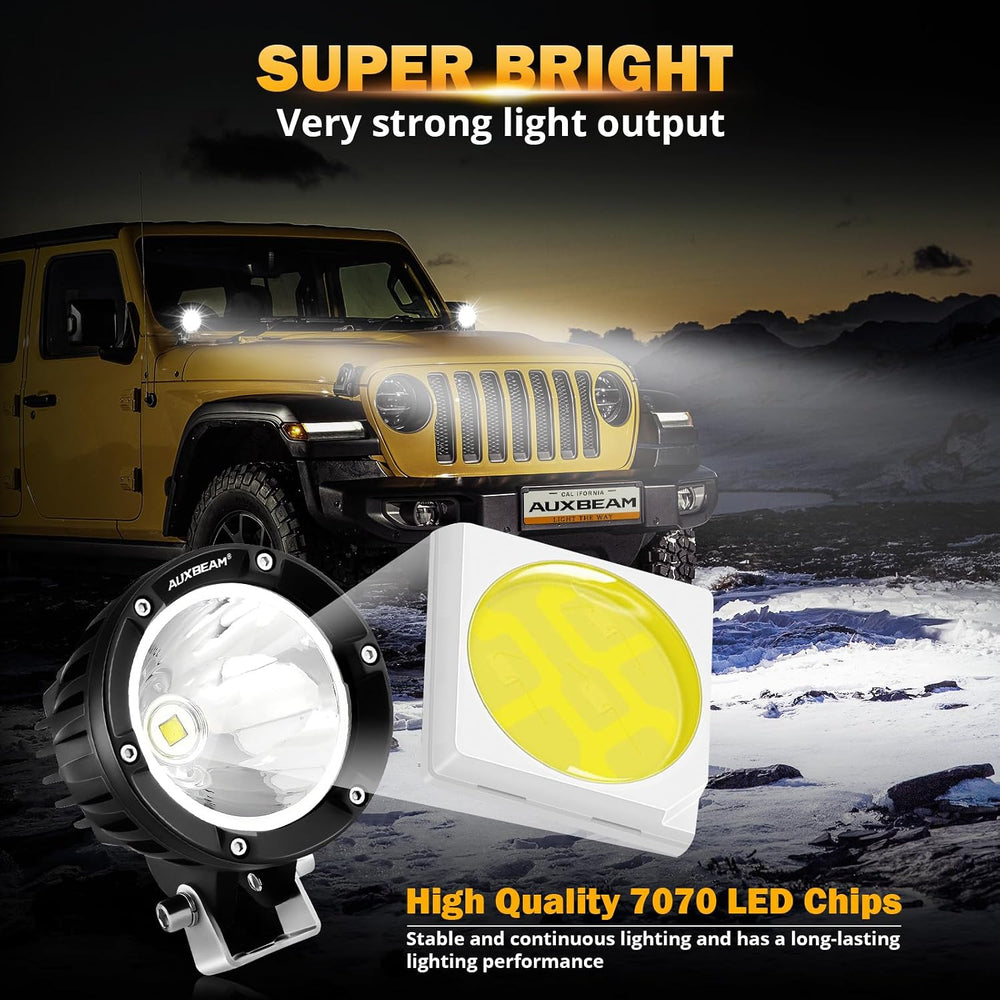Auxbeam C4 Series 4In Round 72W LED Pods Spot Pod Lights Offroad Fog Light