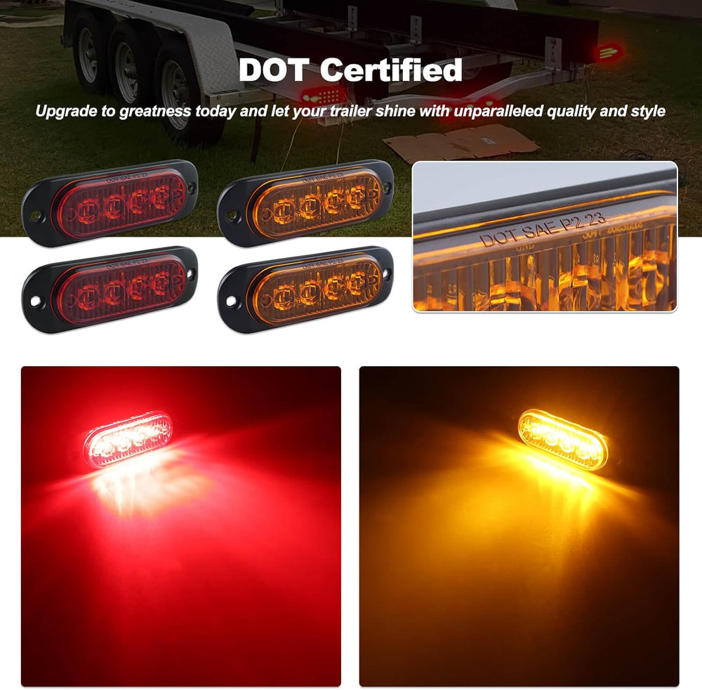 Submersible Square LED Trailer Tail Light Kit American Flag Designed 10 inch ...