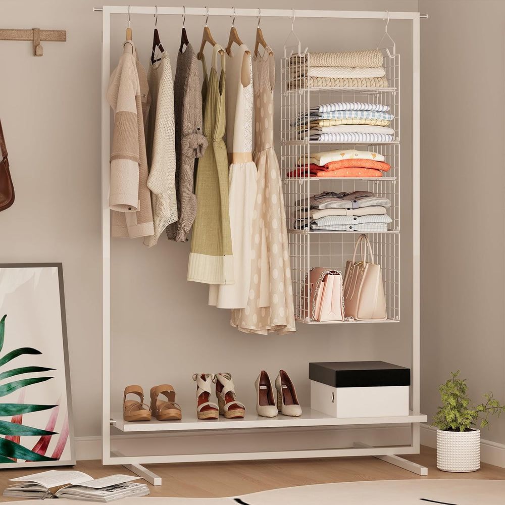 X-cosrack Closet Hanging Organizer and Storage - 5 Tier Hanging Shelves, Wire...