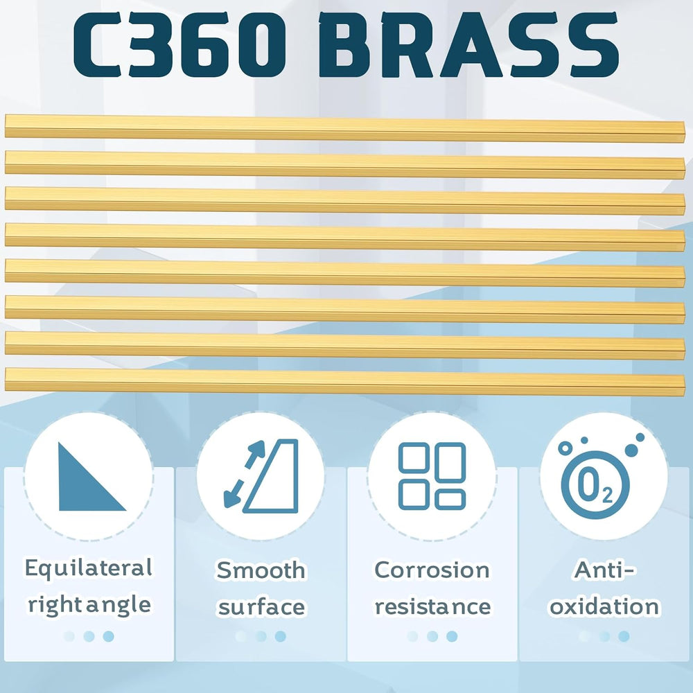 Hicarer 8 Pieces 1/4" x 1/4" C360 Brass Flat Bar Blank, 12" Lo...
