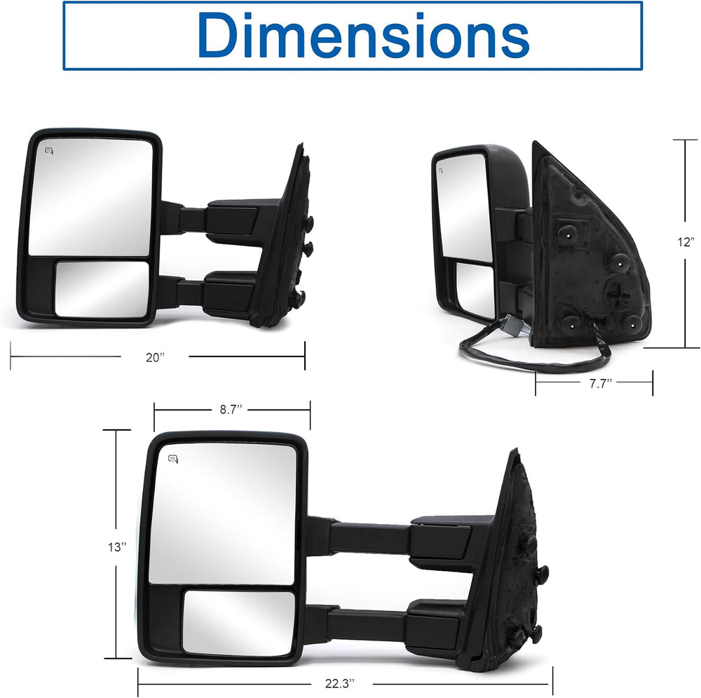 Driver Left Side Towing Mirror fit for 2008-2016 Ford F250 F350 F450 F550 | S...