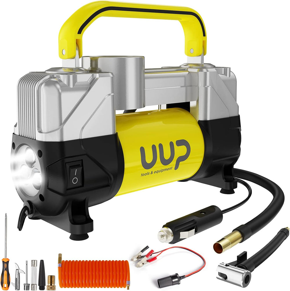 UUP Portable 12V Air Compressor, 150 PSI Tire Inflator with Dual Cylinders