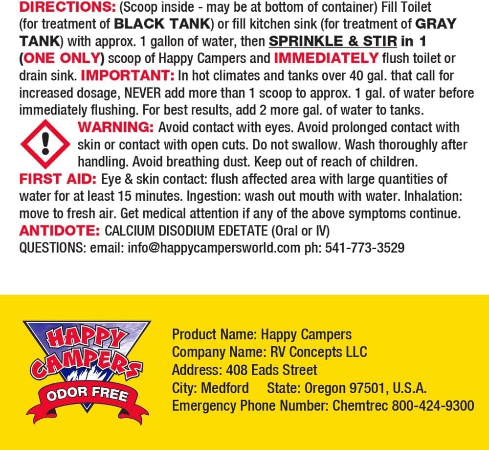 Happy Campers RV Toilet Treatment & RV Black Tank Treatment – 18 Treatments