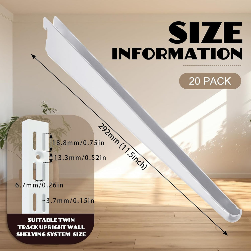 CroBlissful 20 Pcs Adjustable Shelf Brackets for Double Track System Closet O...