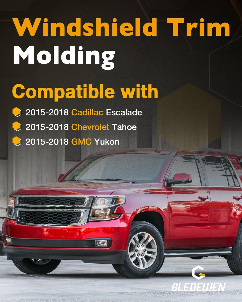 Windshield Trim Molding, B&C Pillar Kit, 2015-2018 GMC Yukon/Cadillac Esc...